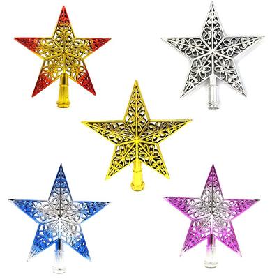 3D Hollow Christmas Tree Topper: Five-Pointed Star Plastic Ornament
