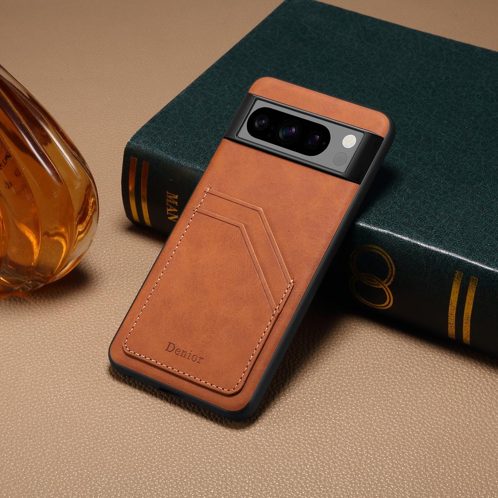 DENIOR For Google Pixel 8 Pro Cell Phone Case Retro Dual Card Slots Back Shell