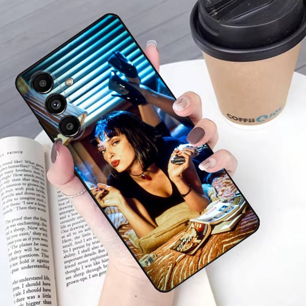 Film P-Pulp Fiction Phone Case For Samsung S 25,24,23,22,30,21,10,9,Ultra,Plus,Lite,FE,4G,5G Black Soft Case