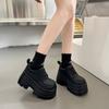 Women's Fashion Thick Heel Shoes Autumn New Round Head Deep Mouth Front Lacing Platform Non-slip High Heels
