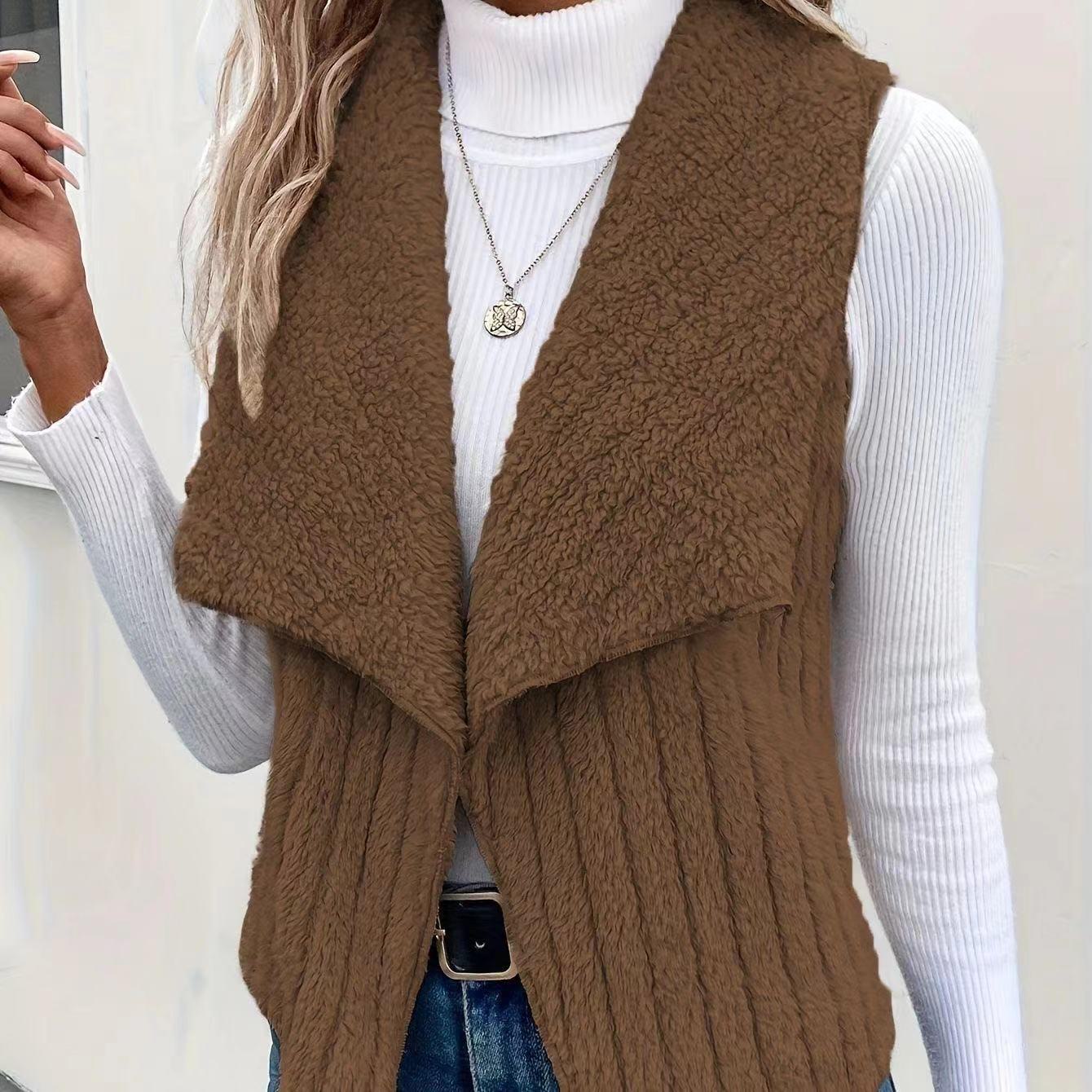 

2024 Европейская и Американская Осень/Зима Повседневная безрукавка Куртка-жилет XXL коричневый