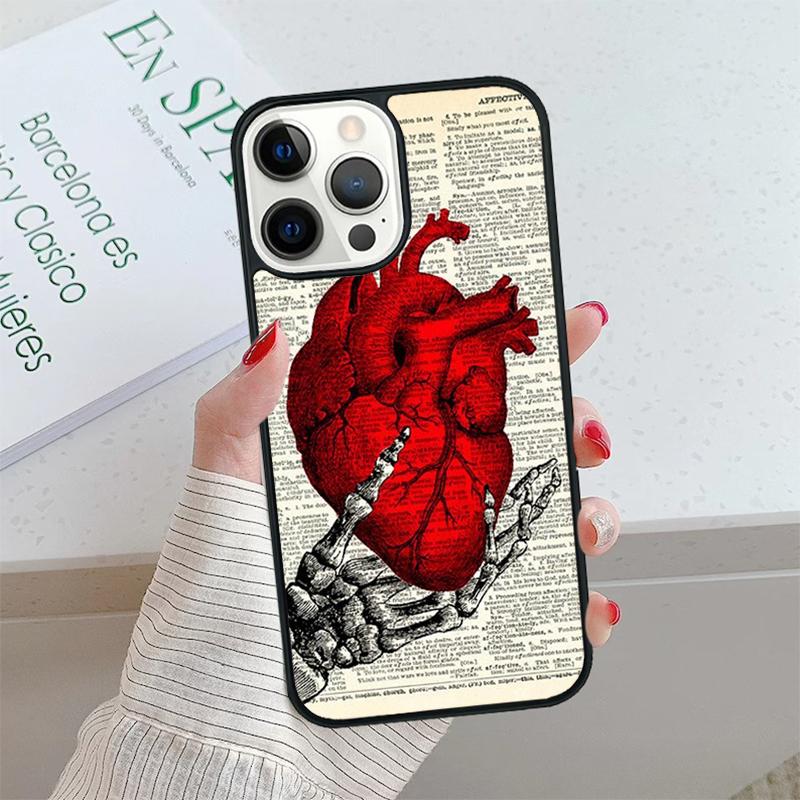 Vintage Anatomy Heart Brain Nurse Phone Case Cover For iPhone 17 Air 15 16 16e 14 13 Pro 12 11 Pro Max For Apple PLUS Fundas