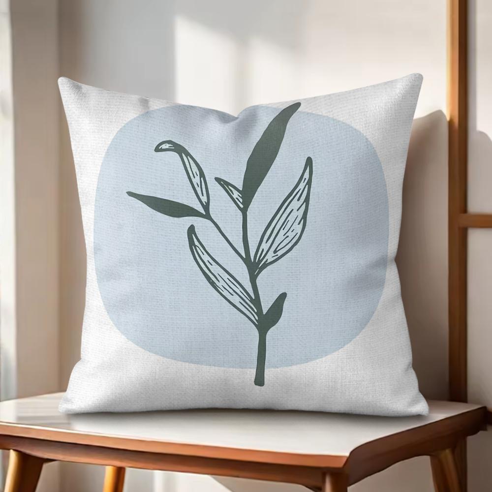 Simple Plant Cushion Cover Natural Linen Organic Fabric DoubleSided Printing Couch Pillow Covers Home Decor