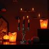 Skull Candelabra Halloween Decoration Skeleton Candlestick with Flameless Candle LED Light for Mantels Tabletop Porch