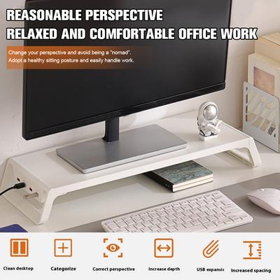 Desktop Monitor Stand Increase Monitor Height Desktop Storage Stand Ergonomic Wood Monitor Stand for Office Home School Supplies