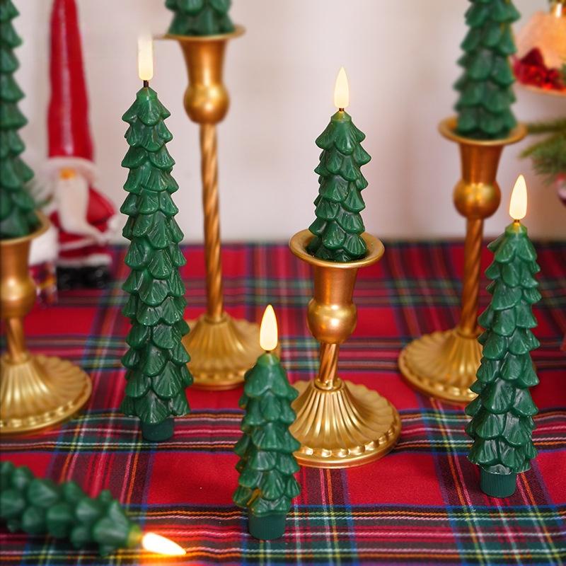 Scandinavian Evergreen LED Candles Minimalist Tree Shaped Flameless Tapers for Calm Winter Home Styling Paraffin LED Candle