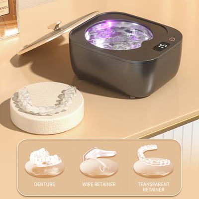 Limpiador de retenedores ultrasónico profesional con temporizador, máquina de limpieza de joyas para dentaduras postizas, resistente al agua, con enchufe estadounidense de alta frecuencia