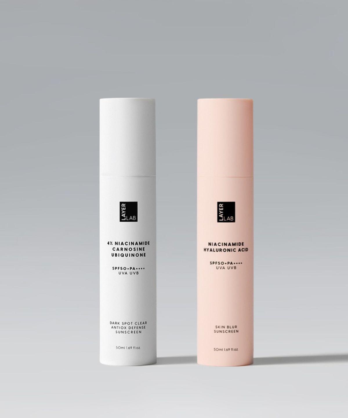 Triple Clear Sun Cream 50ml + Hyalu Blur Sun Cream 50ml Duo SPF 50+, PA++++ Hybrid Skin Blur Sunscreen (Pink)