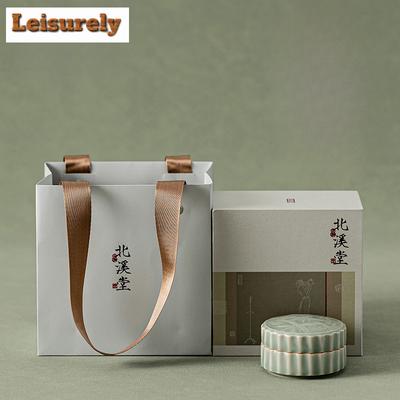 Beixi Tang Orchid Pattern Ceramic Balm Box Small Portable Sealed Jar Fragrance Storage Jar Kung Fu Tea Set Accessories Gift Box