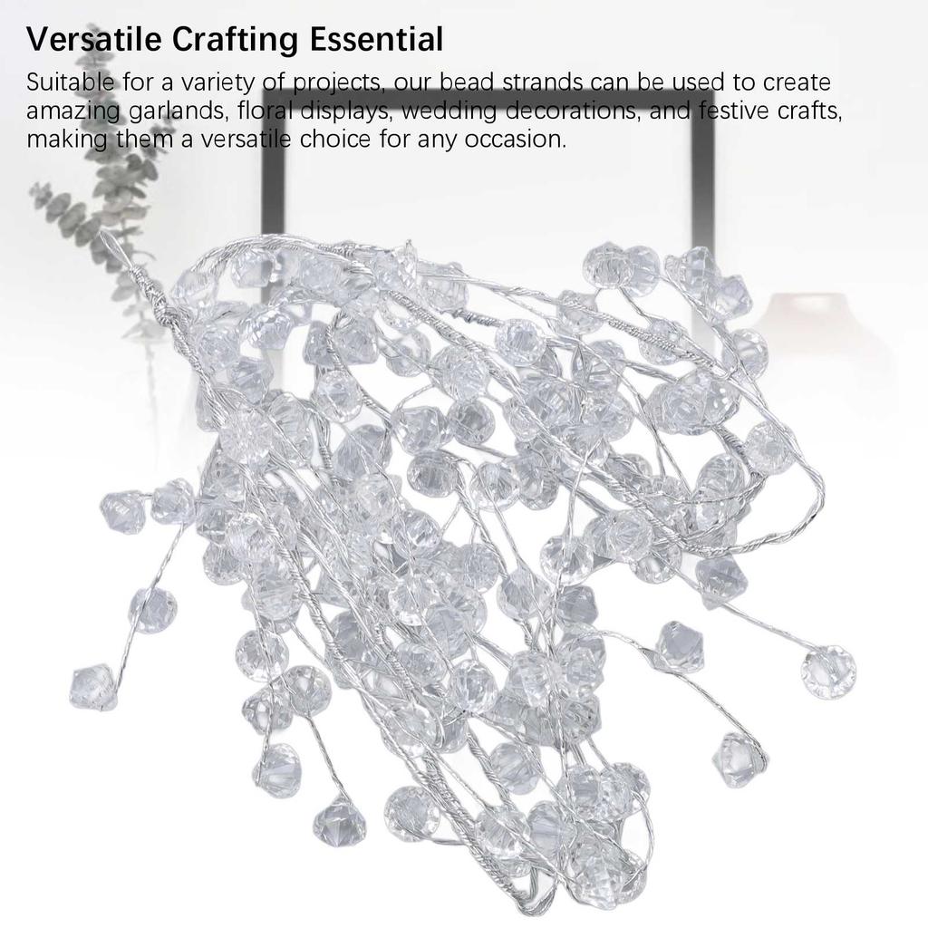 1.2m Ice Wire Clear Garland Flexible Wire Decorative Jewel Bead Garland for Stage Light Crafts