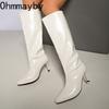 Fashion Vintage Thin Heels Women Knee High Boots Pointed Toe Stripper Party Shoes Female Mordern Long Booties  De Muje
