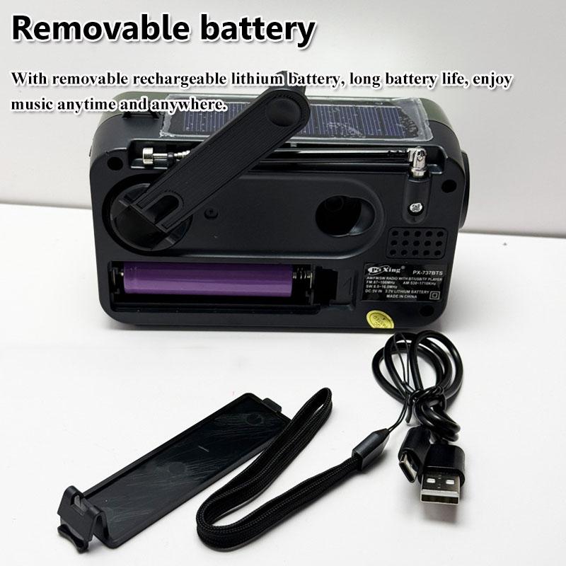 Portable Solar Charing Radio Mini FM AM SW Hand Crank Radios Receiver LED Flashlight Bluetooth Speaker Support TF Card U Disk