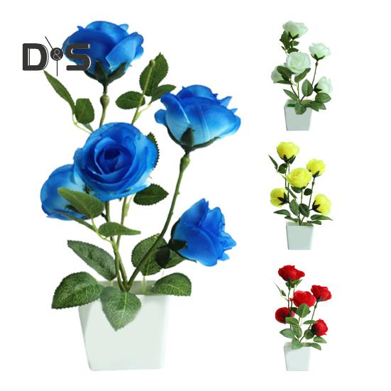 Artificial Potted Plant Ornamental Charming Plastic Simulation Rose Flower