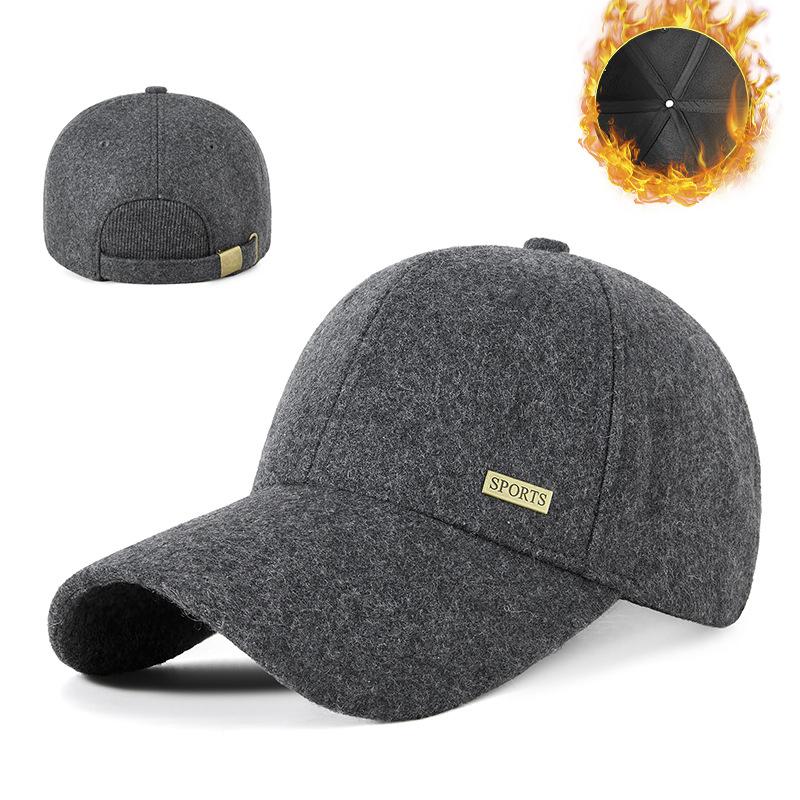 Winter New Woolen Post-sealing Men's Baseball Cap Medium and Old Large Size Warm and Versatile Big Head Circumference Cap