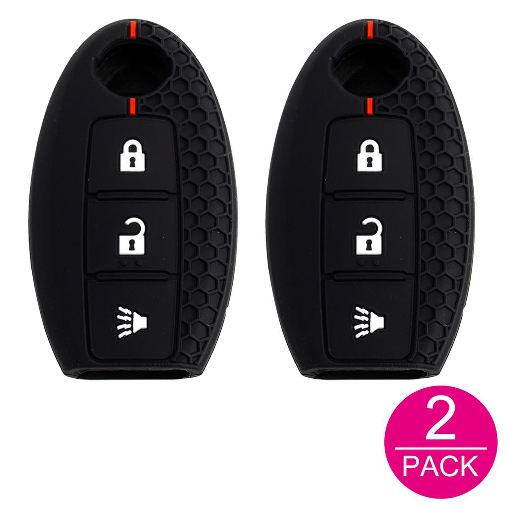 2x Silicone Car Key Fob Cover Case Holder Keychain For Nissan X-Trail Qashqai Rogue Sport Murano Note 370Z Juke Leaf Kicks Titan