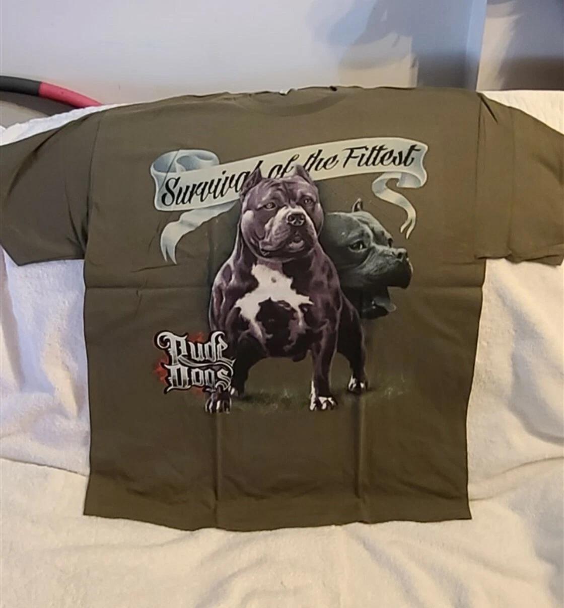 RUDE DOGS PITBULL SURVIVAL OF THE FITTEST FENCE OLIVE GREEN T-shirt 4XL