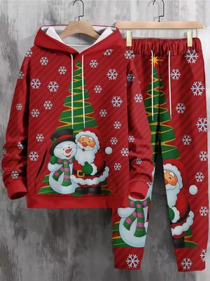 Christmas 3D Print Hoodies 2pcs Suit Christmas Santa Claus Man Woman Tracksuit Pants 2pcs Year Party Casual  Jogging Tracksuit