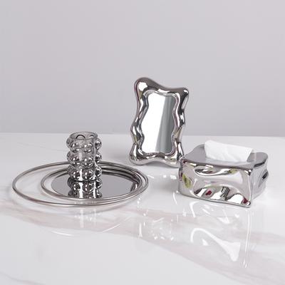 Modern Light Luxury Style Tissue Box Design High-end Home Living Room Coffee Table Silver Tissue Box Ornaments