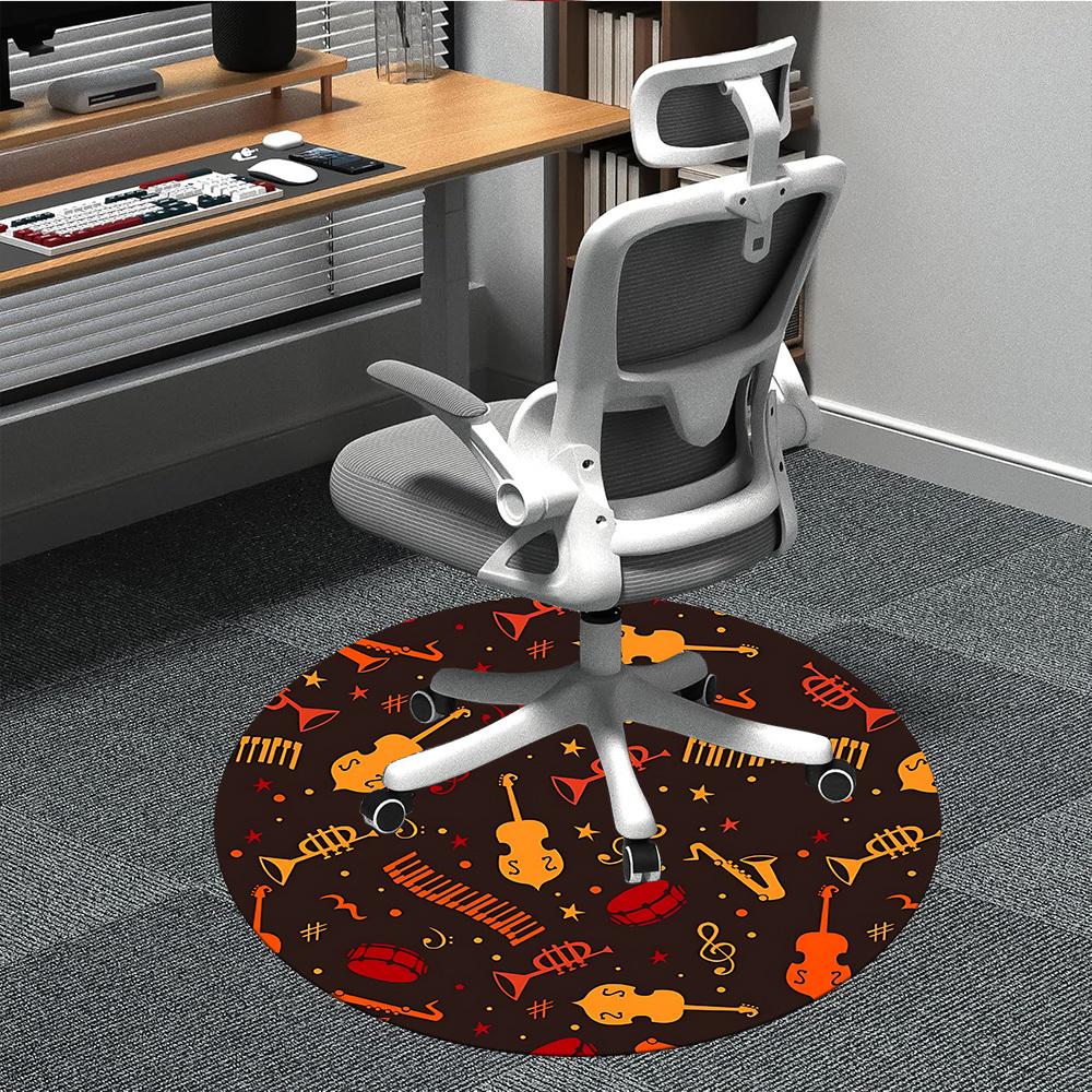 

1pc Musical Instruments Chair Carpet for Office, Round Polyester Mat, Indoor Decor for Office, Washable Non-slip Carpet yy251219106 80cm by 80cm