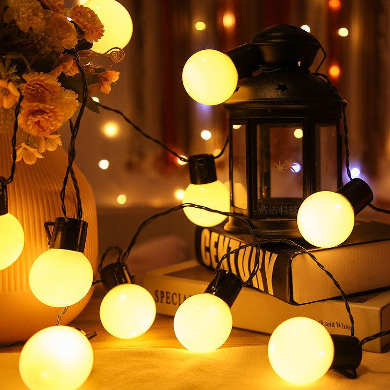 Solar LED Outdoor Camping Atmosphere Round Ball String Lights for Tents and Canopies