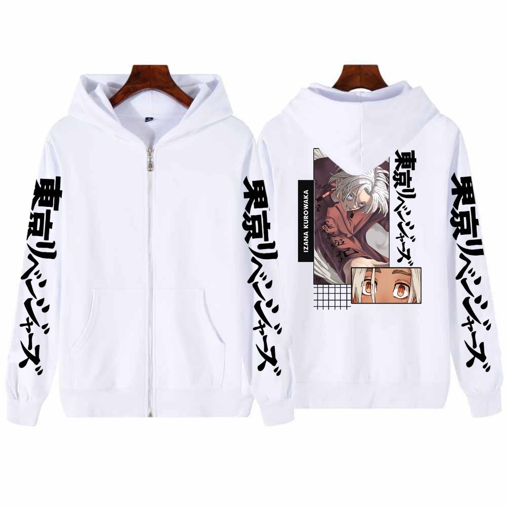 Kurokawa Pattern Printed Hoodie Tokyo Avengers Anime Street Dress Men's and Women's Zipper Hoodie Harajuku Sportswear Zipper Jacket