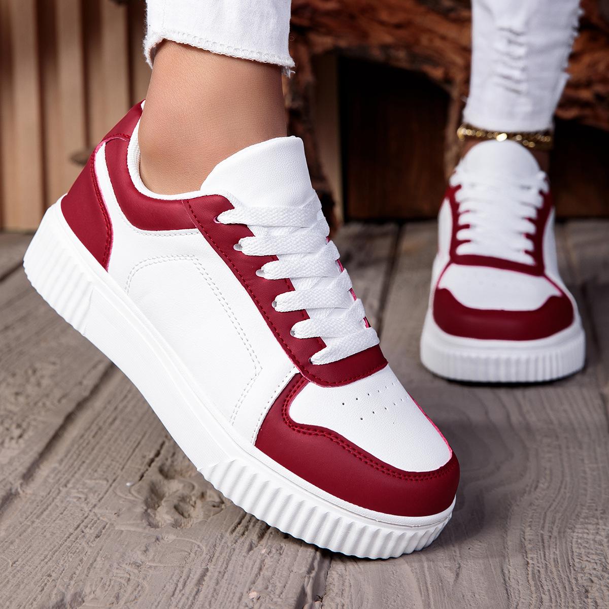 

Simple solid color couple shoes, small white shoes, thick leather baseplate shoes, four-season single shoes increase height, sports 46