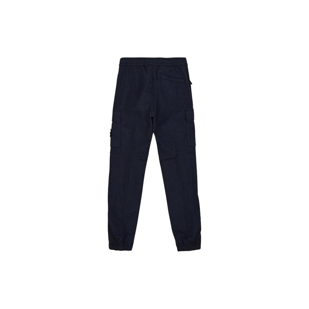 Stone Island Solid Color Mid Waist Cuffed Casual Pants Kids bottoms Navy-Blue 781631112-V0020
