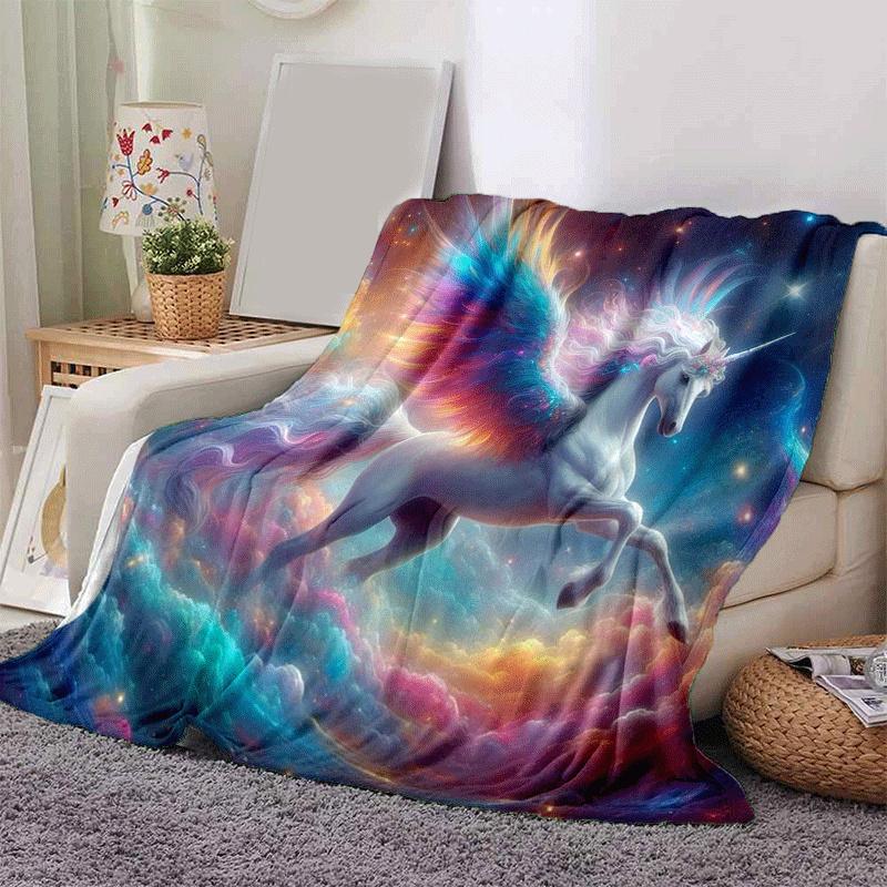 1pc Horse Printing Lightweight Flannel Blanket, Comfortable and Warm Blanket, for Camping Sofa Bed and Couch Office, Suitable for Gift Blanke