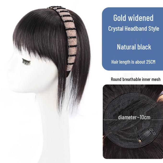 Damen-Haarreif mit Strasssteinen und lockigem Haar mit Pony - Volumensteigerndes Haarteil zum Kaschieren von weißem Haar