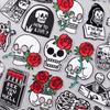 Skull And Rose Patch Iron On Patches For Clothing Punk Embroidered Patches On Clothes Skeleton Patch For Clothes Stickers Badges