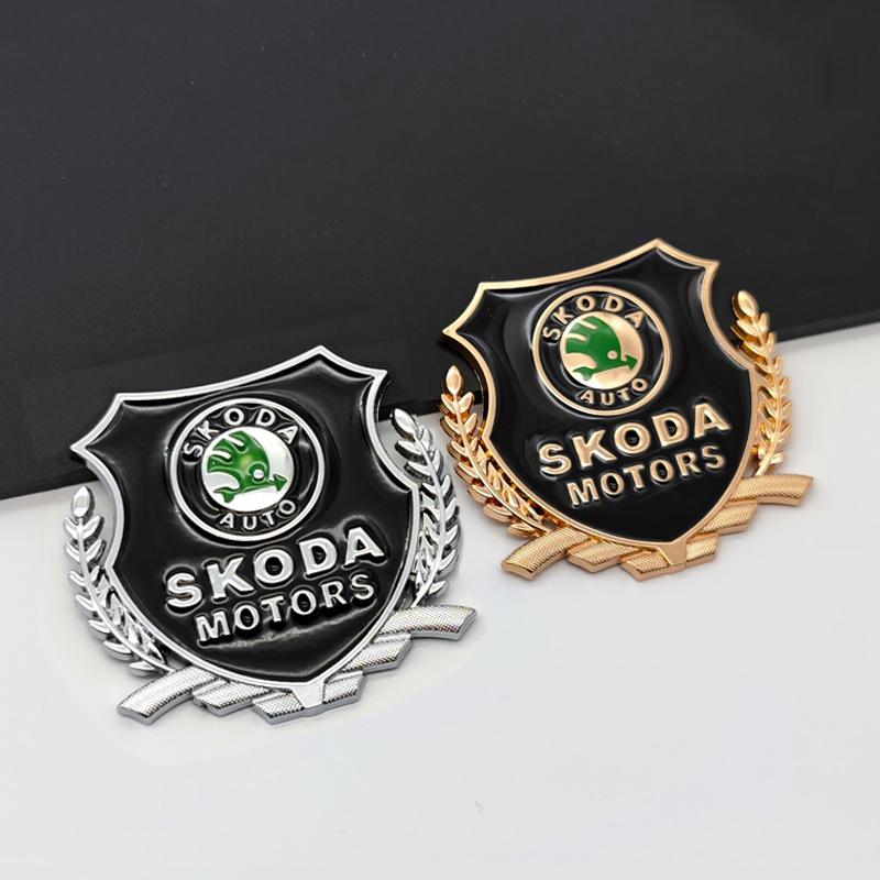 YSAG7 Car Decals Window Badge Sticker for Skoda Logo Fabia 2 Citigo Yeti Kodiaq Kamiq Superb 2 Rapid Octivia A5 A7 Karoq S Decoration