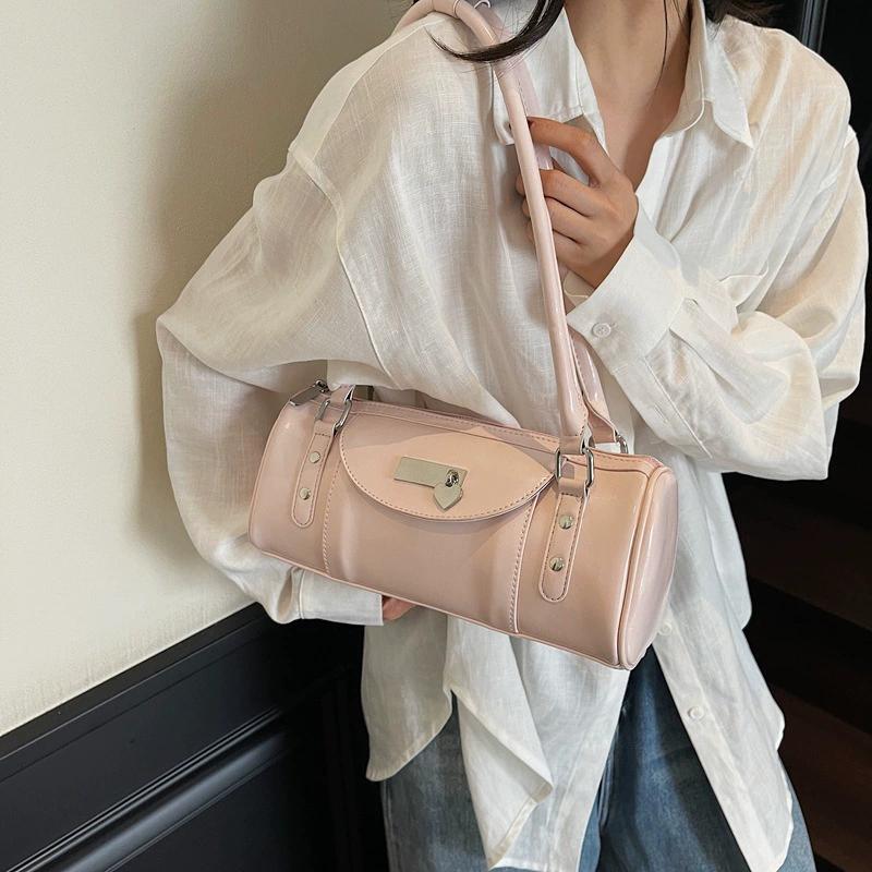 Urban Minimalist Bowling Handbag Women's Commuter Shoulder Crossbody Bag Stylish Chic Summer 2026 Synthetic Leather Pillow Bags