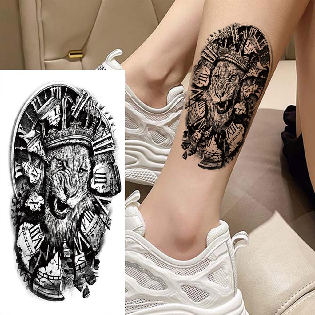 1 Sheet Wolf Lion Astronaut Temporary Tattoos For Men Women Adults Fake Tattoo Sticker Planet Galaxy Universe Outer Space