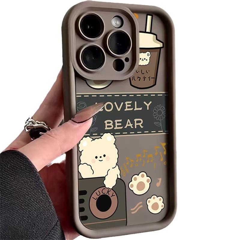 The bear is suitable for iPhone16Pro Apple 15 mobile phone case 14prox cute pet 13 anti-drop 17Air anti-fingerprint.
