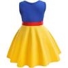 Snow White Princess Dress Set with Headband, Crown & Wand, Cotton, 4-5 Years, 120cm, Yellow/Blue