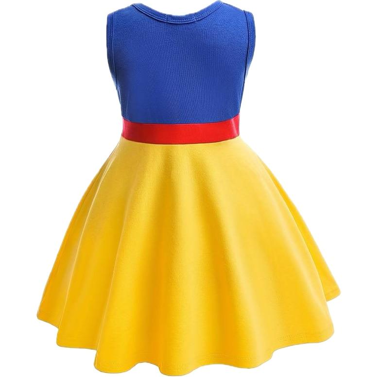 Snow White Princess Dress Set with Headband, Crown & Wand, Cotton, 4-5 Years, 120cm, Yellow/Blue
