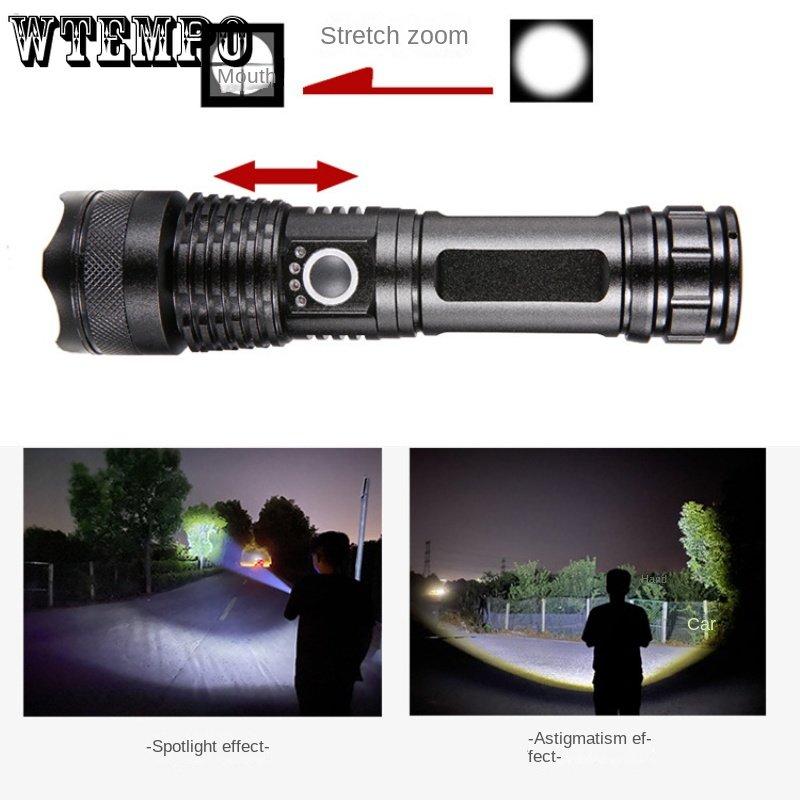 Strong Flashlight Led Outdoor Searchlight Power Display Usb Rechargeable Strong Torch Portable Mini Light