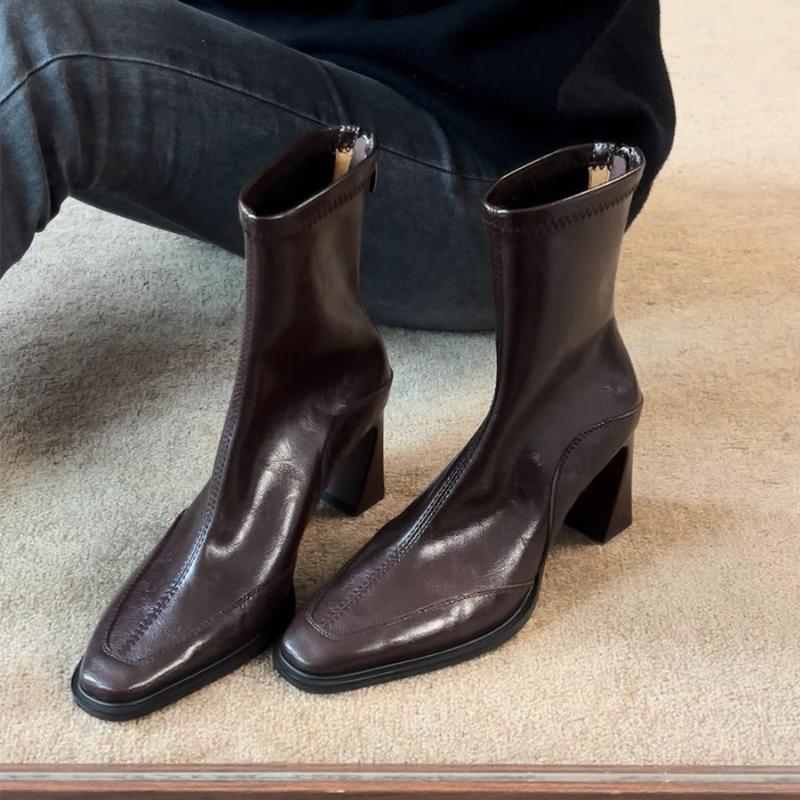 2025 New Casual and Comfortable Women Short Ankle Boots Elegant High Heels Shoes Winter Pumps Goth Designer Fad Chunky Boots