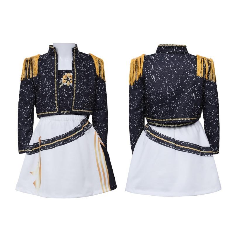 

C1K-POP witch hunt group cosplay children s black gold print high-end stage Halloween star singing costume 100cm