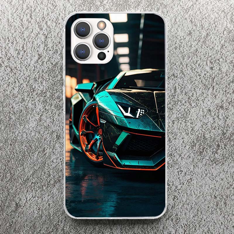 Cool Male Men Sports Cars Print Soft Case for iPhone 17 Air 16 16E 15 14 Plus 13 Mini 12 11 Pro Max Phone Shell SE 7 8 Pattern C