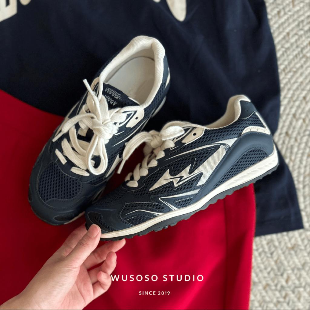 

[Blue Cabinet] Autumn | Retro Millennium Color Matching Mesh Casual German Training Sneakers Comfortable Versatile Casual Shoes Women 35 синий