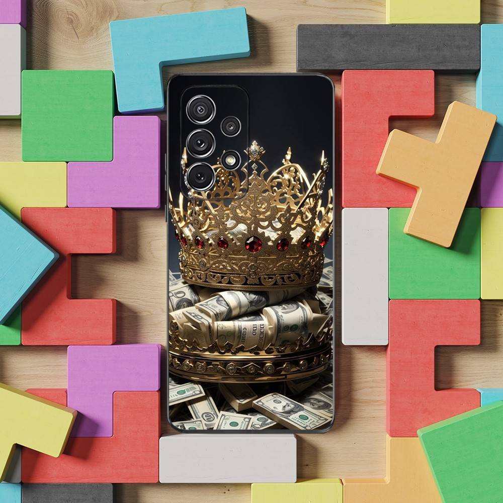 Wealth Art Dollar Pattern Case For Samsung S23,S25,S20,S10,S9,S21,S24,S22,Ultra,FE,Plus,Lite,Soft Silicone Black
