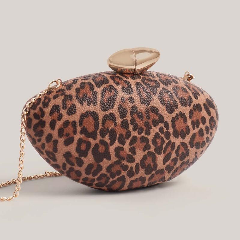 Leopard Print Wedding Pu Leather Evening Bag Crossbody New Bullet Fashion Clutch Shoulder Special Shape Women's Handbag Purses