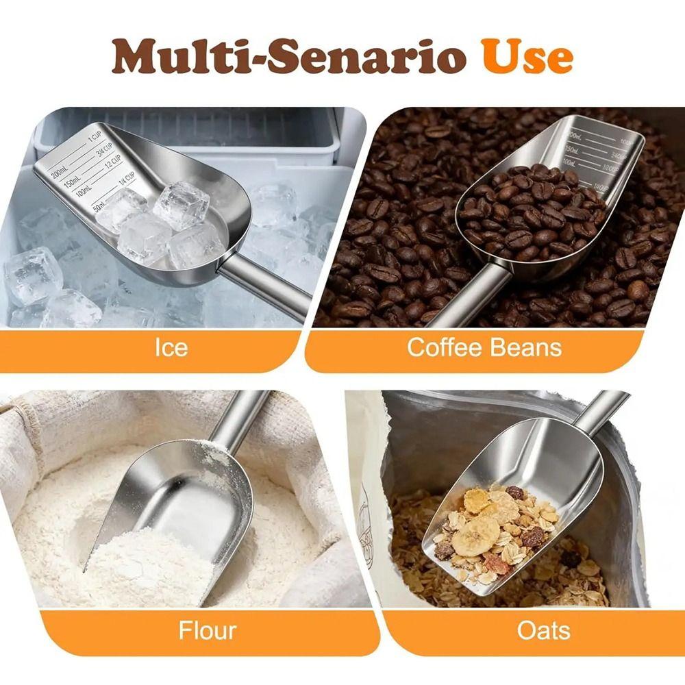 Stainless Steel Food Measuring Cup Ergonomic Handle Ice Scoop High-Quality Pet Food Scoop Candy
