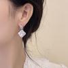 Square Micro-Paved Pearl Stud Earrings for Women - 2023 Autumn/Winter Light Luxury Design with High-End Charm