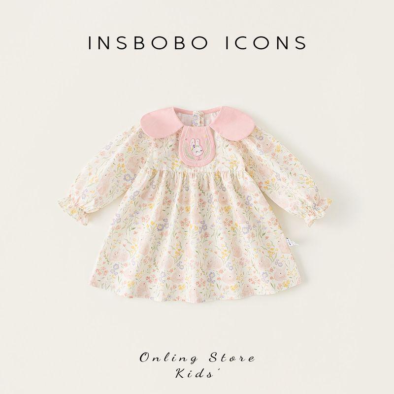 Insbobo Girls  Dress Princess Dress 2026 Spring New Children s Dress Baby Beautiful Long Dress Pink 140 cm