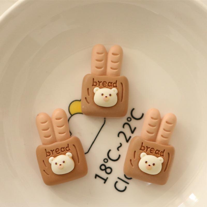 Milk Tea Color Bear Biscuits DIY Resin Handmade Jewelry Accessories Cream Glue Hairpin Brooch