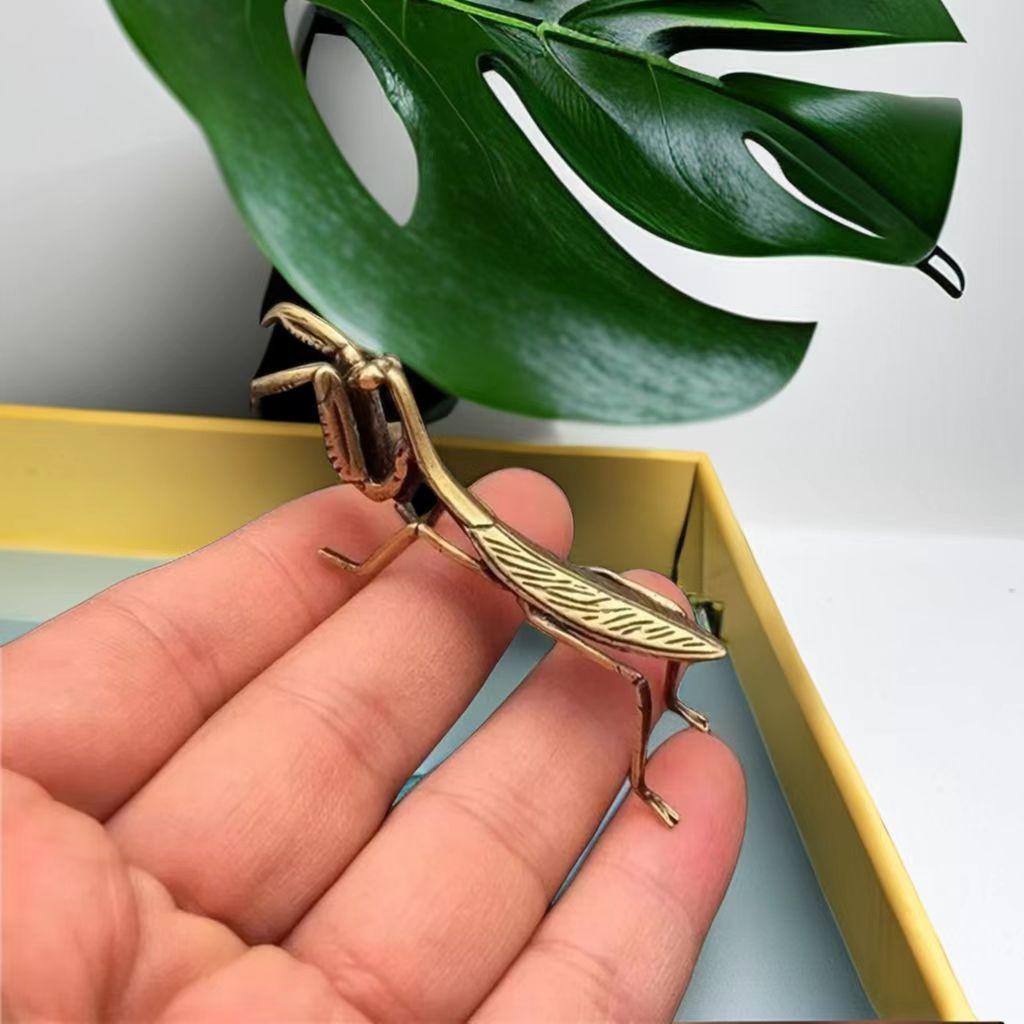 Retro Gottesanbeterin Kleines Bronze-Ornament, Teetier, Teespiel, Insektenkunst, Mini-Schreibtischdekoration