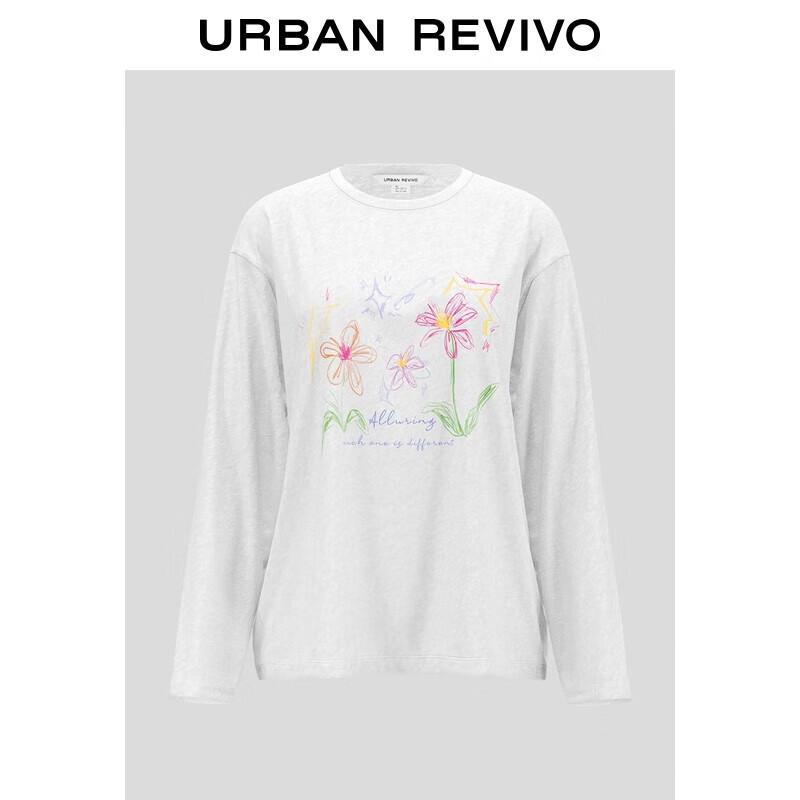 UR 2025 Autumn Women s Whimsical Hand-Painted Print Long Sleeve T-Shirt L