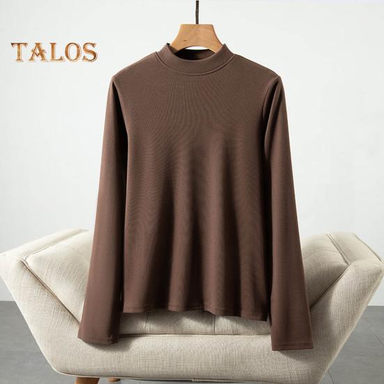 Women Bottoming Tops DE Velvet Self-Heating Thermal Top Half High Collar Long Sleeve Slim Fit Base Layer Shirt